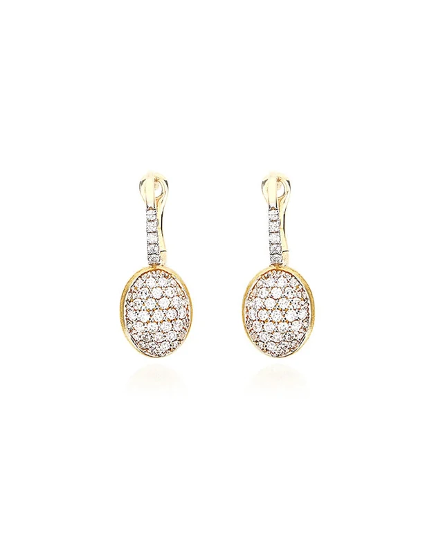 Nanis Ciliegine Baby earrings in engraved yellow gold and diamond pavé