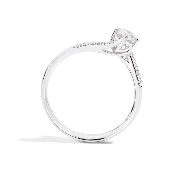 Recarlo Anniversary Solitaire in white gold with a pavé band