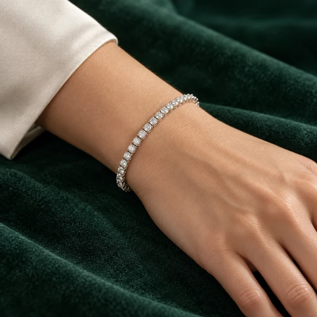 Anniversary Tennis Bracelet worn on the wrist